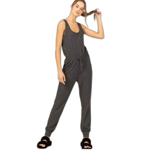 NWOT Rachel Zoe Scoop Neck Ribbed Jumpsuit Romper Tank One Piece Black Travel L